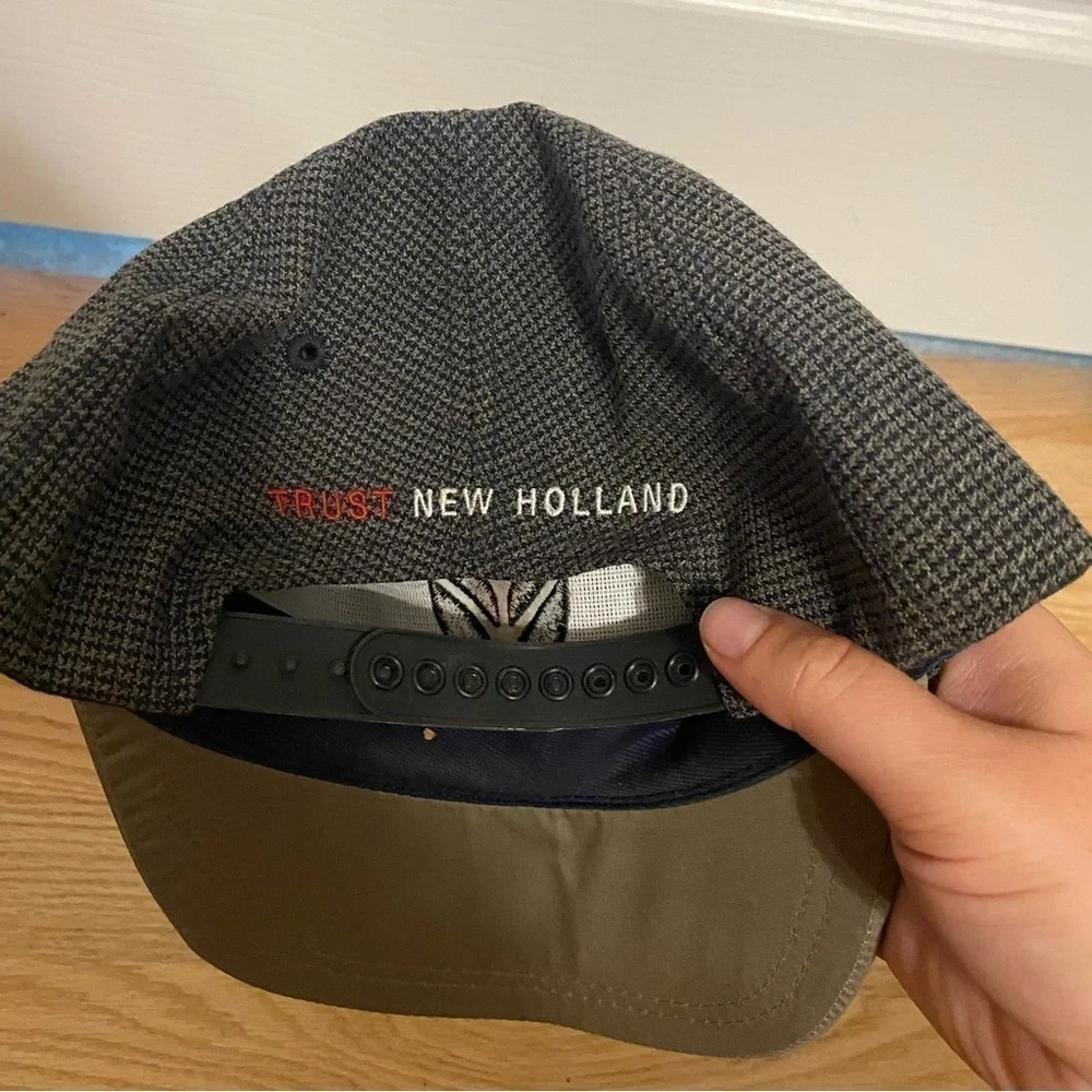 New Holland Vintage K Products Snap Back Hat Herringbone Black Gray Tractor